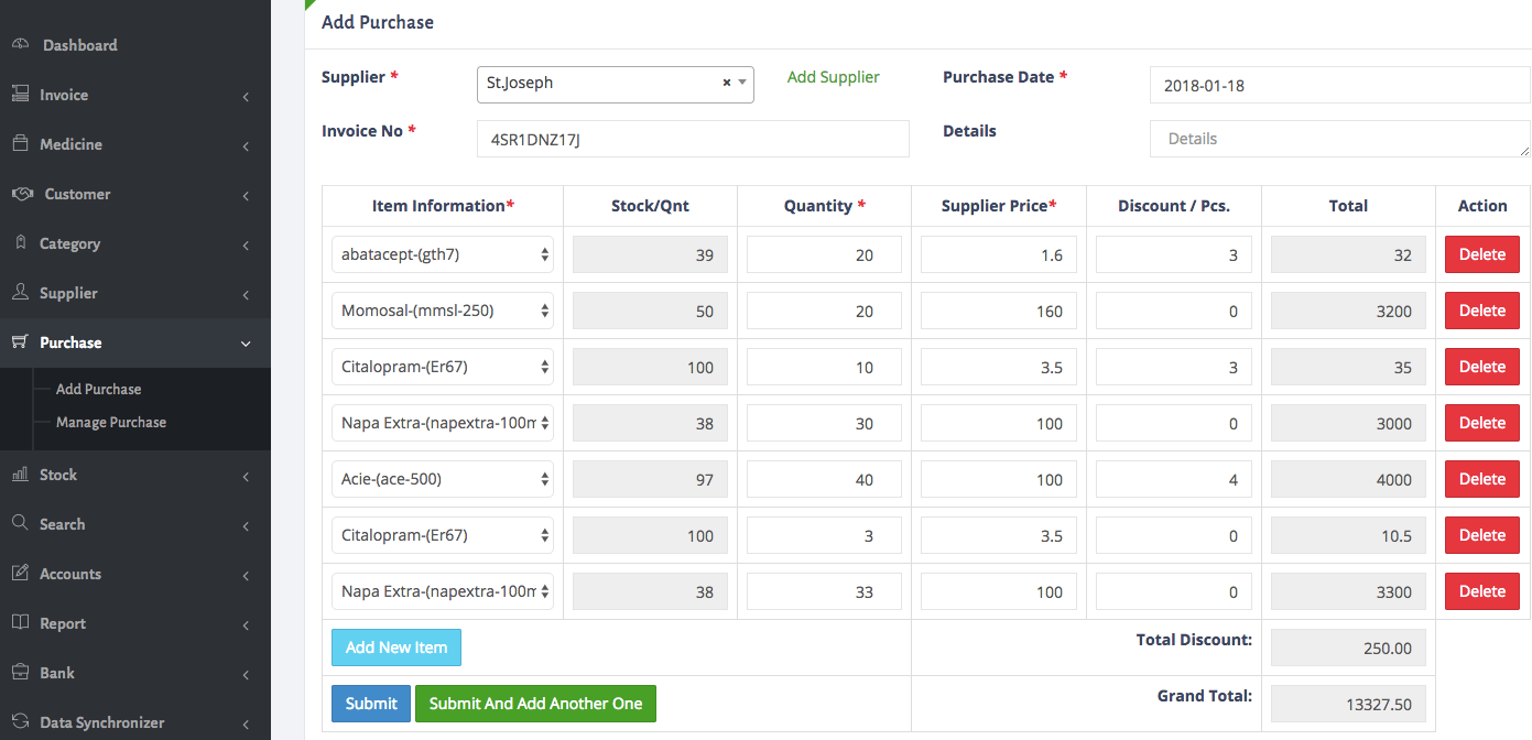 pharmacy Management System medicine purchase